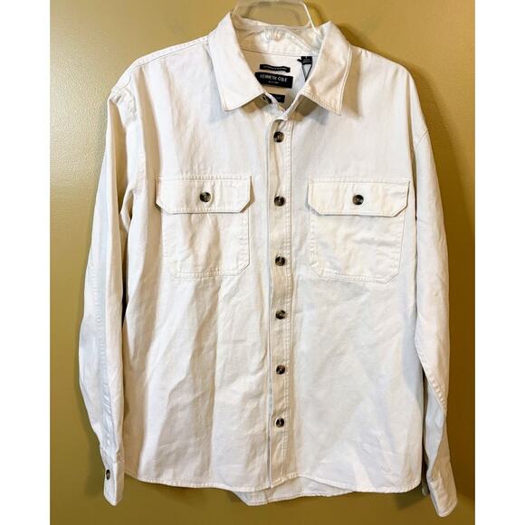 Kenneth Cole Men's Classic Fit Off White Workwear Shirt Jacket Size Large NWT - Picture 1 of 6